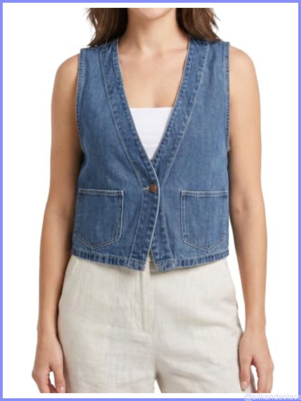 Women's Sleeveless Denim Vest Button Front Jean Top Casual Layering